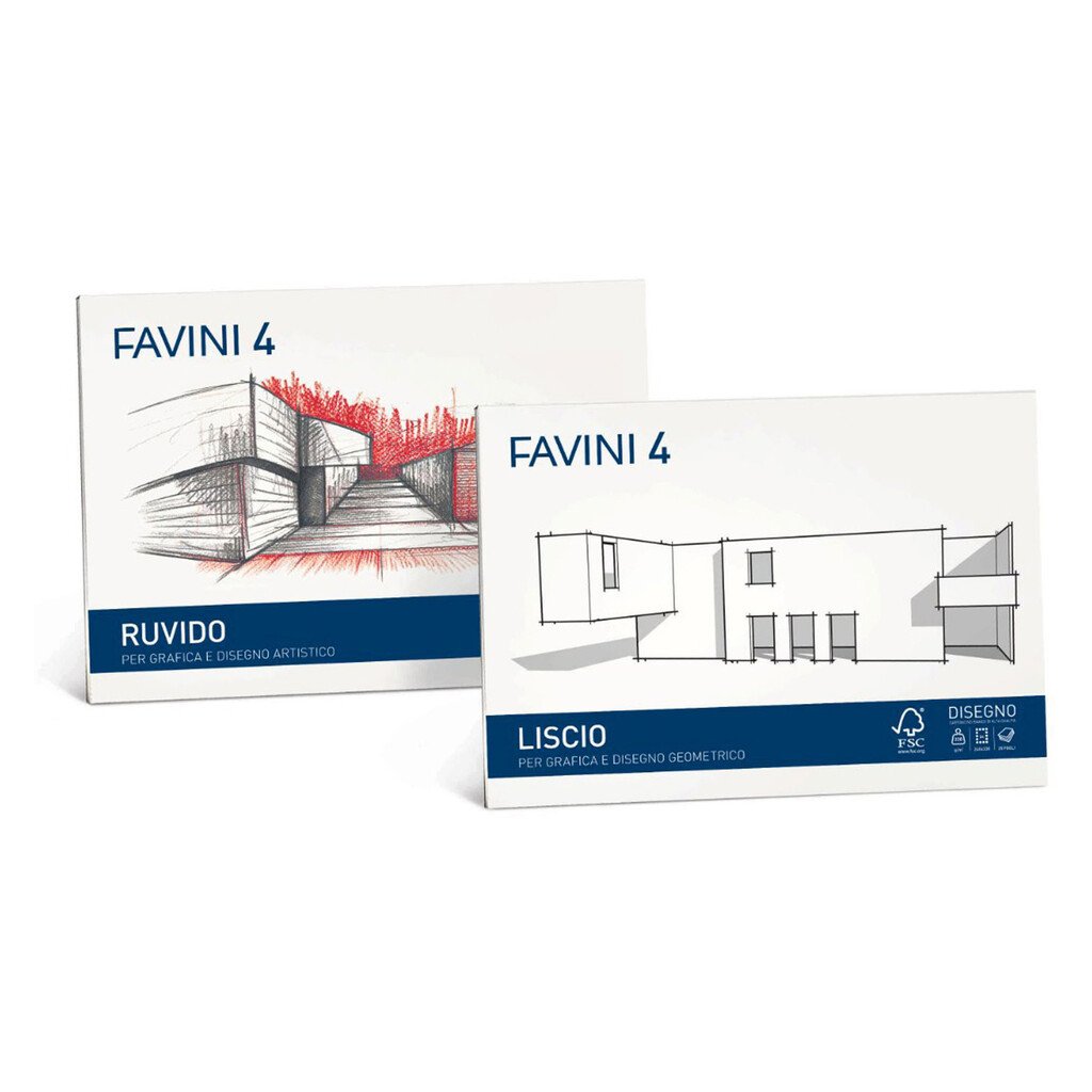 Blocco di carta per disegno Favini 4: 24 X 33 cm, 20 fogli, liscia, squadrato, 5 pz.