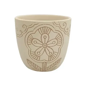 Vasi design per orchidea crema decoro graffiti fiori stilizzati cm 13 h12