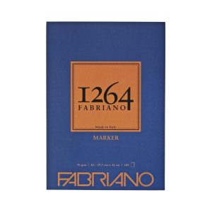 Blocco di carta per disegno Fabriano 1264 Marker: 29.7 X 42 cm, 100 fogli, A3, 70 g/mq, bianco