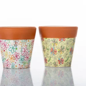 12 vasetti porta piantine assortiti fiorellini in porcellana multicolore