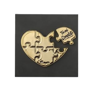 Quadretto Cuore Puzzle Nero e Oro
