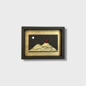 Quadro Paesaggio Vesuvio Contemporaneo 16×21,5cm Moka