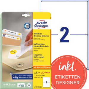 AVERY ZWECKFORM Etichet.univers. 199,6×143,5mm L4734REV-25 bianco 60 pz./25 + 5 fogli