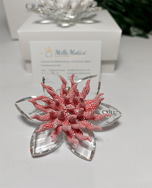 CORALLO GOCCE DI RUGIADA SU PETALI CRISTALLO - immagine 3