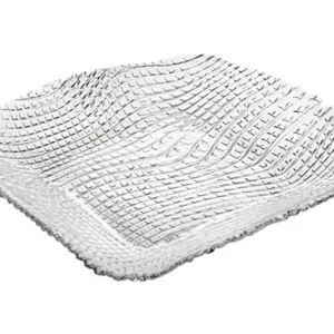 Piatto in vetro quadrato effetto 3D cm 21×21