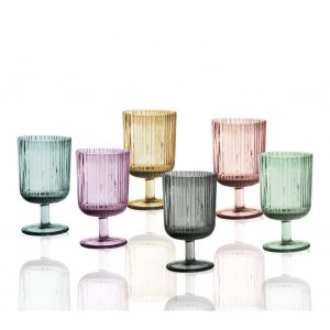 CALICE PLISSE’ SET 6 PZ COLORI ASSORTITI VETRO