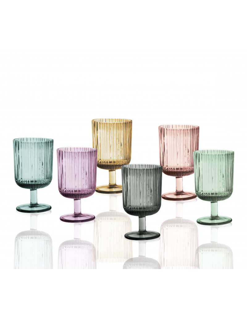 CALICE PLISSE’ SET 6 PZ COLORI ASSORTITI VETRO - immagine 2