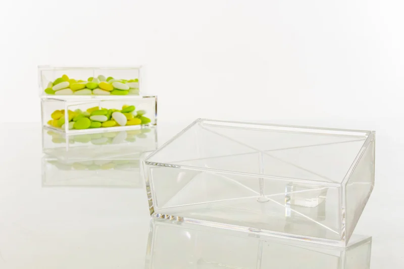 6 Scatoline in plexiglass con divisorio 16X10X5 cm porta confetti