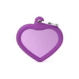 Medaglietta Cuore Alluminio Viola Con Gomma Viola personalizzata