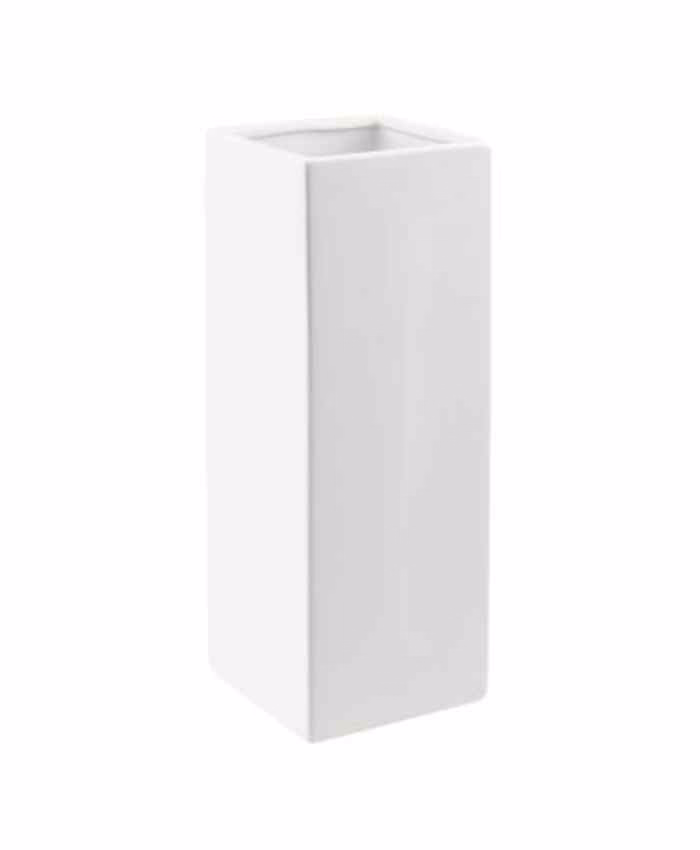 Vaso quadrato alto monofiore in ceramica bianco misure in cm 9×9 h30 - immagine 2