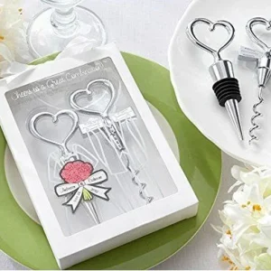 Set Tappo e Cavatappo A Forma Di Cuore In Acciaio