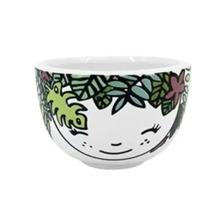 Vasi testa forma bowl dipinta foglie verdi diametro 11 cm