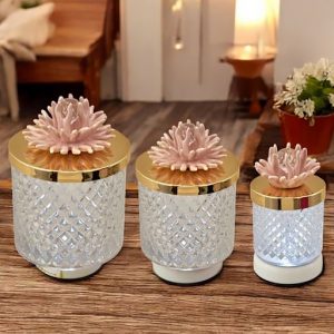 LAMPADA LED CON CORALLO CAPODIMONTE ROSA