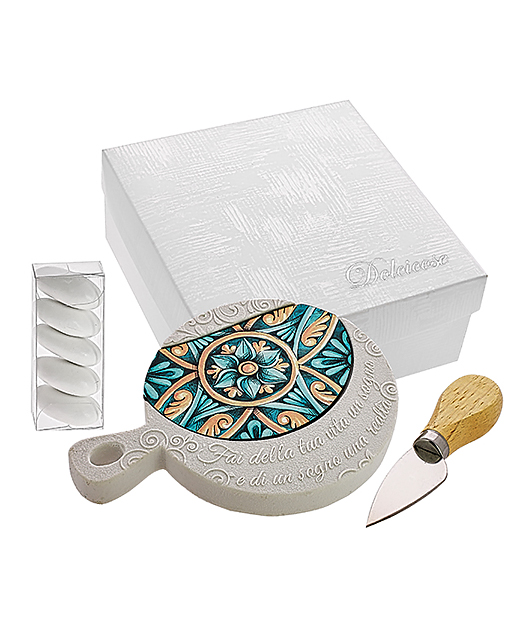 TAGLIERE CON COLTELLO MAIOLICA - immagine 3
