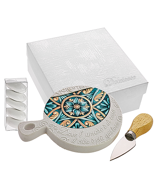 TAGLIERE CON COLTELLO MAIOLICA - immagine 2