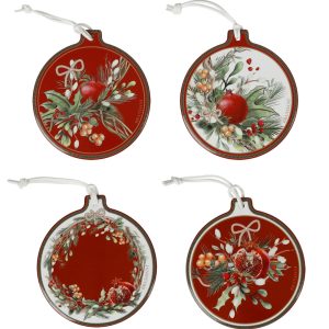 DECORATION CAROL SET 4 PZ CERAM/SUGHERO