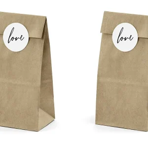6 Sacchetti Kraft Love Porta Confetti Con Adesivo (TNS2-031)