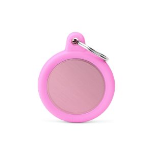 Medaglietta Cerchio Alluminio Rosa Con Gomma Rosa personalizzata