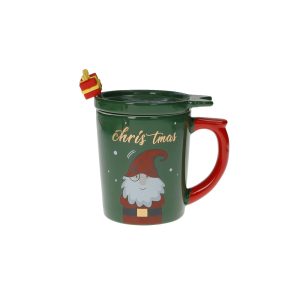 MUG con TAPPO VERDE NEW BONE CHINA con CUCCHIAINO REGALO GOLD