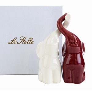 COPPIA ELEFANTI BIANCO BORDEAUX