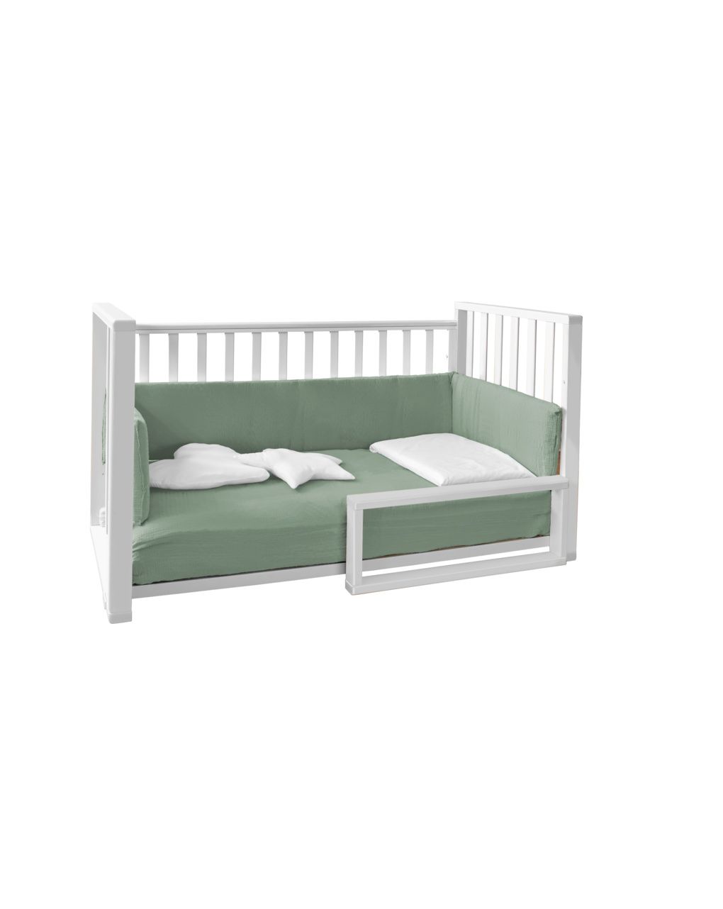 Letto infinito bianco c/tessile muslin verde – italbaby