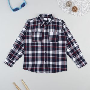 Camicia flanella bambino blu/rosso