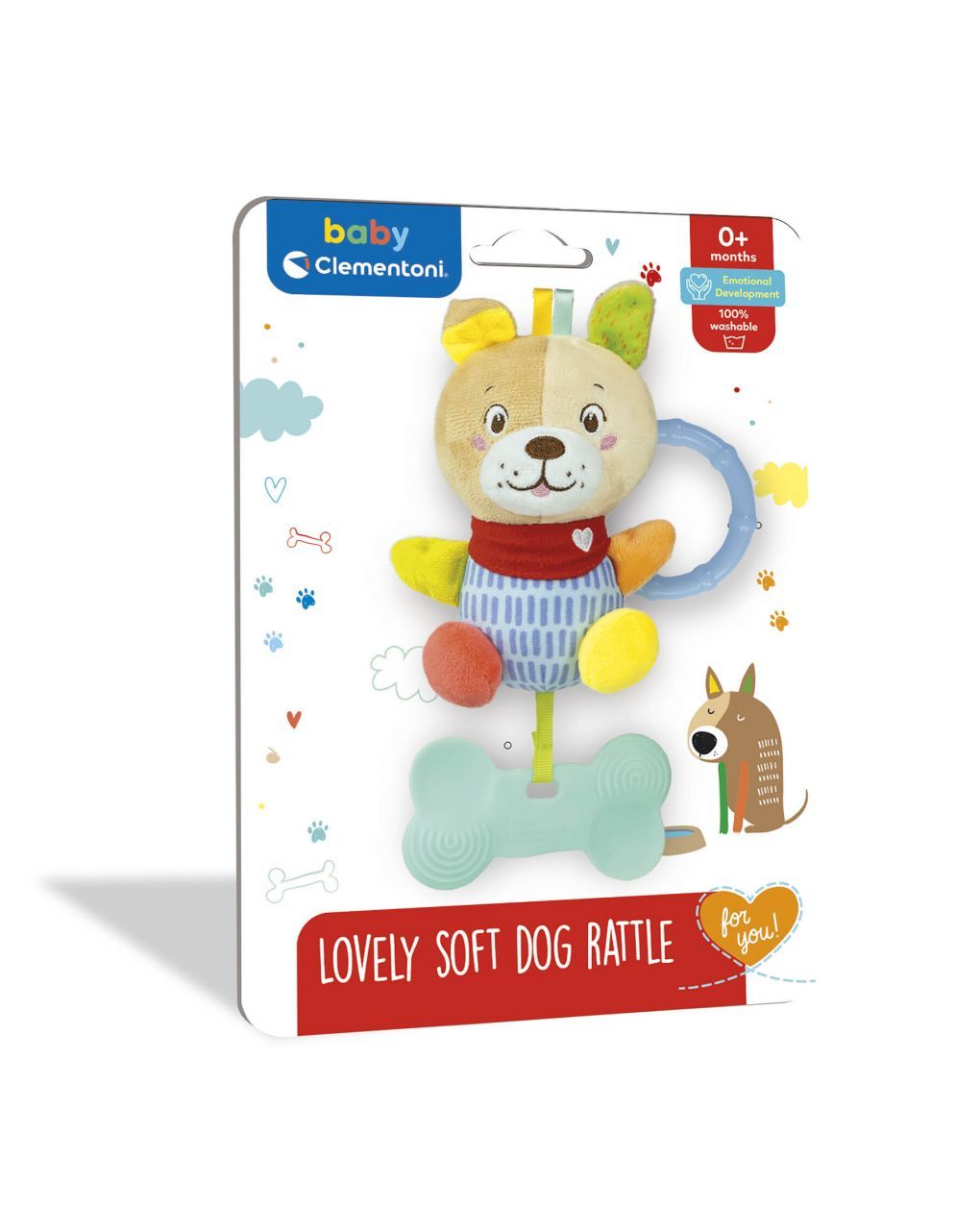 Baby clementoni – lovely soft dog sonaglino morbido peluche - immagine 3