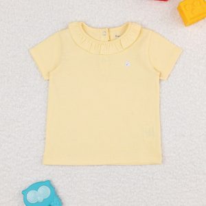 T-shirt bimba gialla con colletto