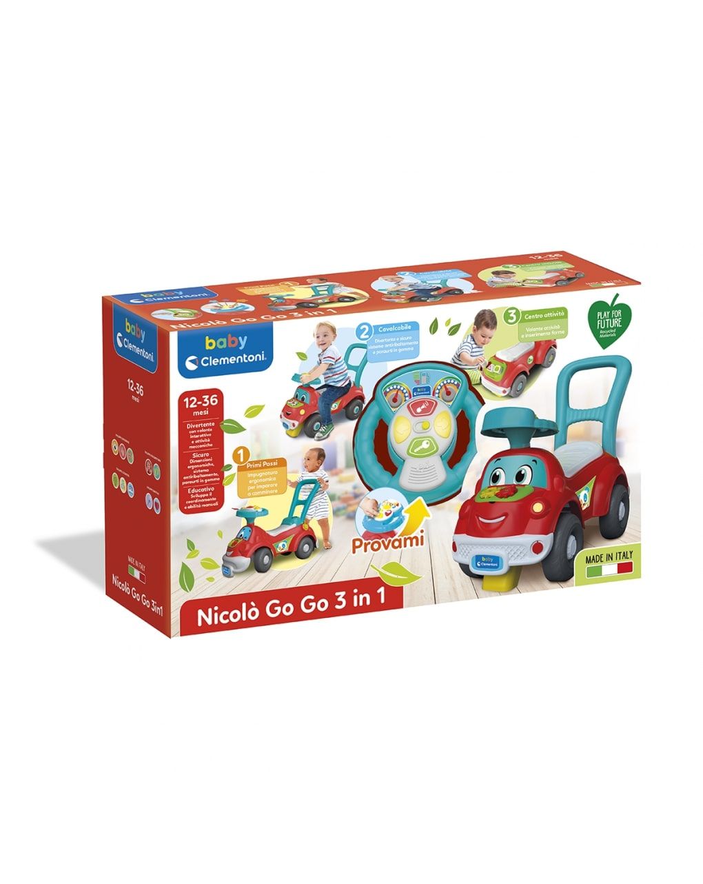 Baby clementoni – nicolò go go 3 in 1, macchinina primi passi - immagine 3